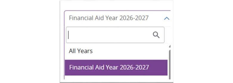 Screenshot of MyInfo Financal Aid year steps