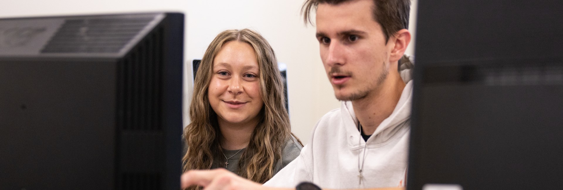 Students working on a project together