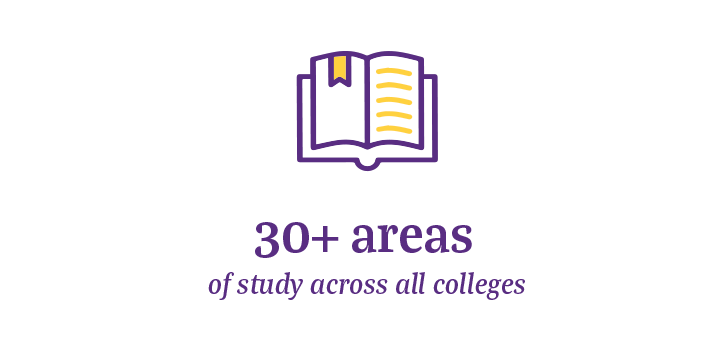 30+ areas of study across all colleges