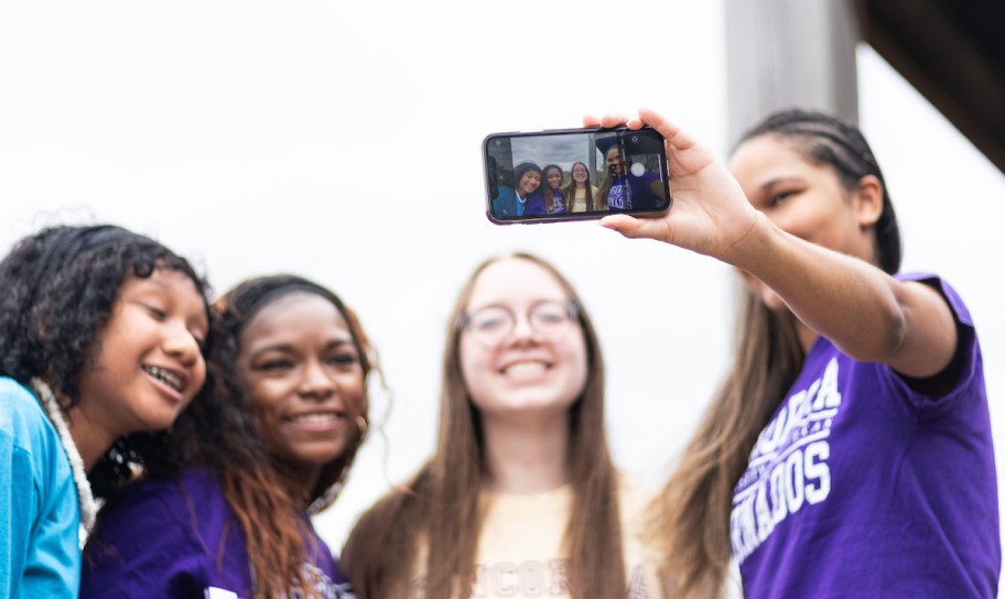 Students capturing images for a project