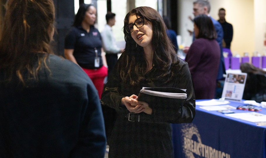 A career fair on campus
