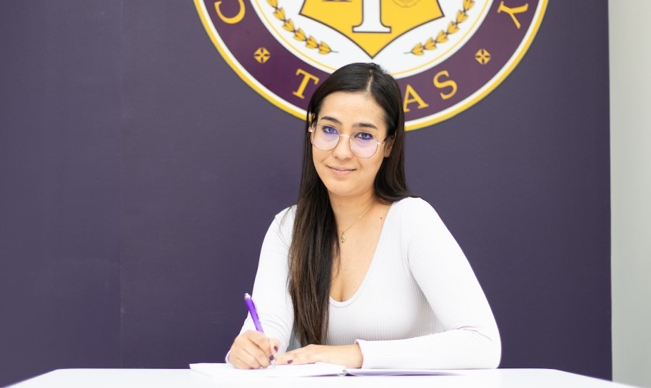 A graduate student on campus