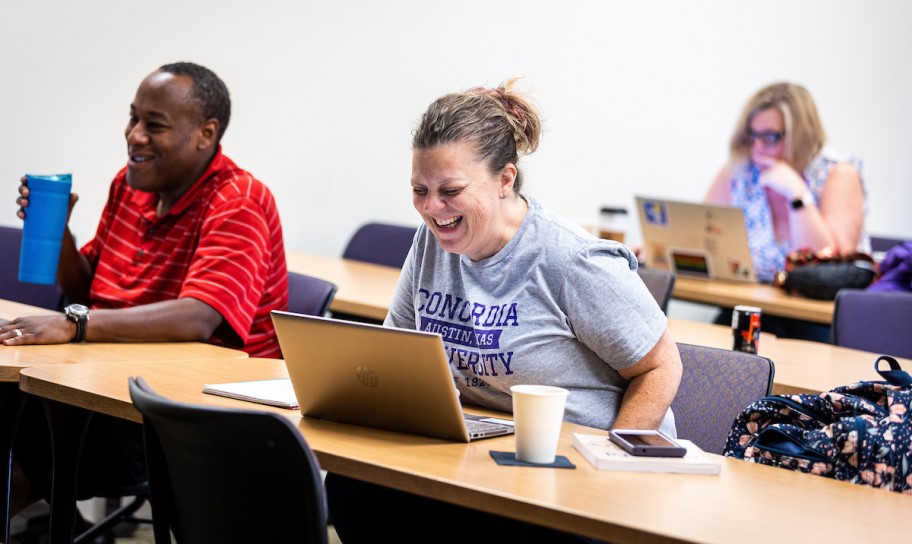 Graduate students in class