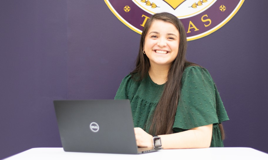 A graduate student on campus