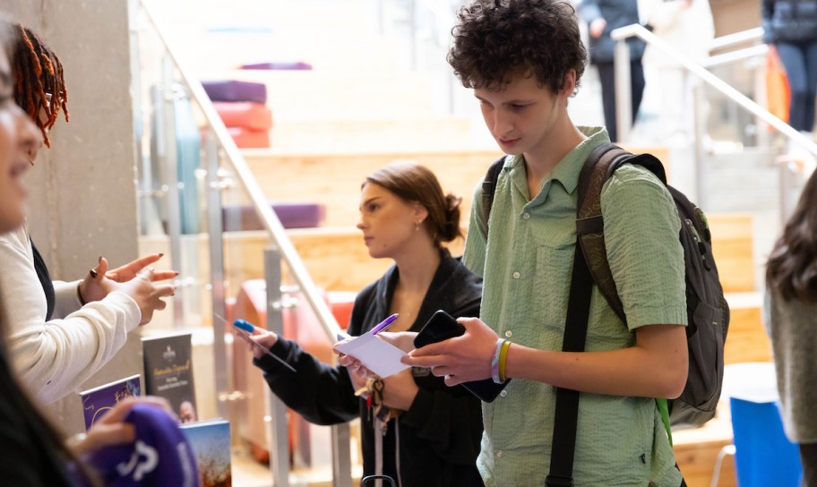 New students on campus at orientation