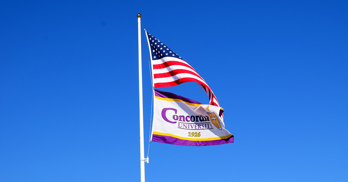American and Concordia flags