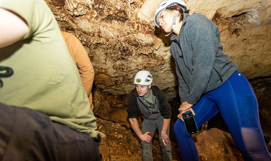 Concordia University Texas students on a cave tour