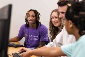 Concordia Texas students programming in lab