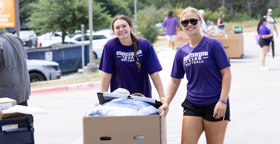 A pair of Tornados moving into the residential halls at Concordia Texas.