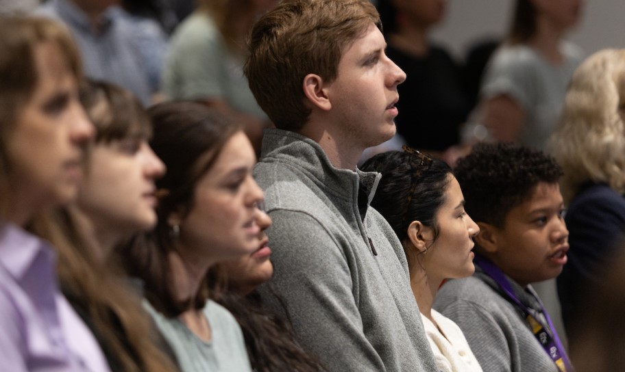 Students attending chapel