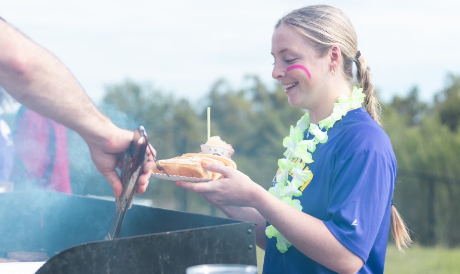 A Concordia Texas student enjoying a cookout on campus